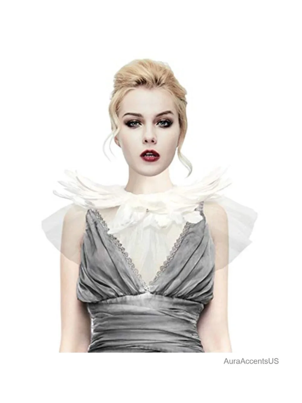 Gothic Feather Shawl Women Sequin Cape Halloween Witch Costume Accessory